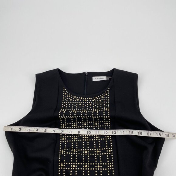 Calvin Klein Black Gold Studded Sleeveless Career Dress Womens Size 12 Modern - Picture 6 of 8